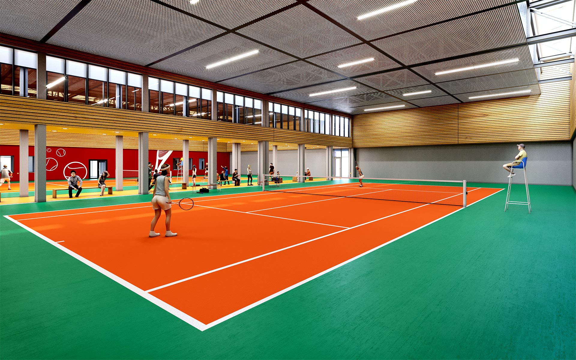 3D interior perspective of a tennis court - Architecture Contest