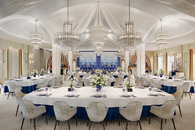 Grand dining room created by 3D graphic designers