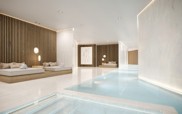3D perspective of a luxurious chalet pool