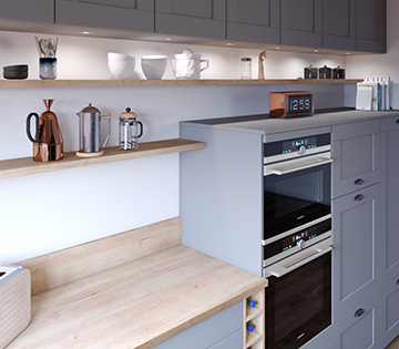 Création de photo réaliste 3D d'étagère de cuisine moderne pour un projet publicitaire