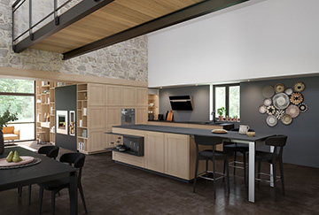 3D view of a kitchen set in a modern home interior