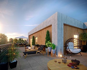 Visualisation 3D de l'extérieur d'un logement de haut standing pour sa promotion immobilière