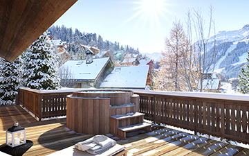 3D perspective of a jacuzzi on a luxury chalet terrace
