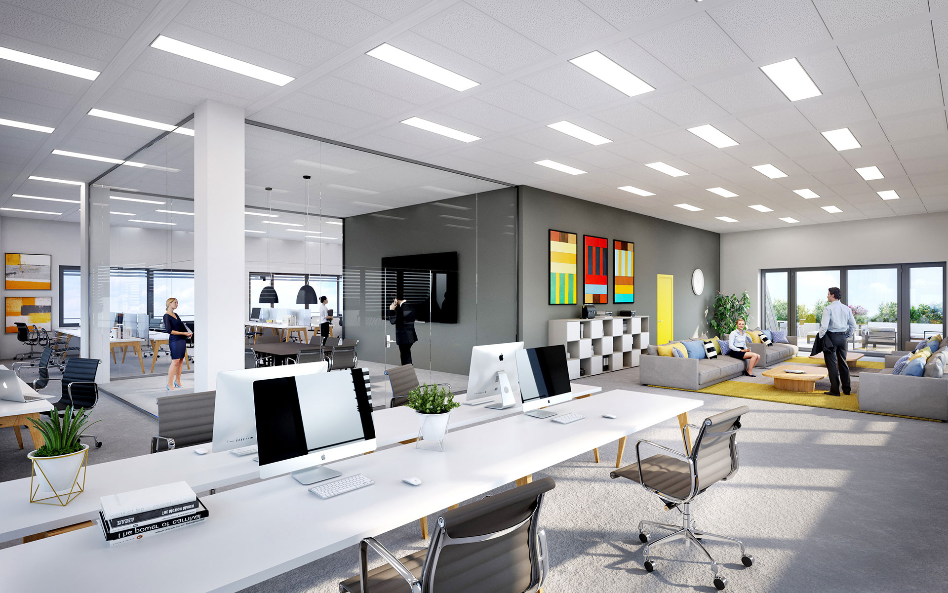 3D visualization of a new modern open space office