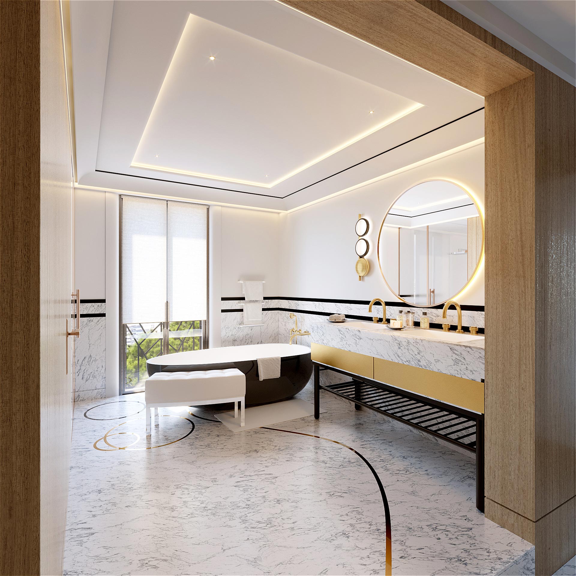 3D Visualization of a luxury villa bathroom - Valentinstudio