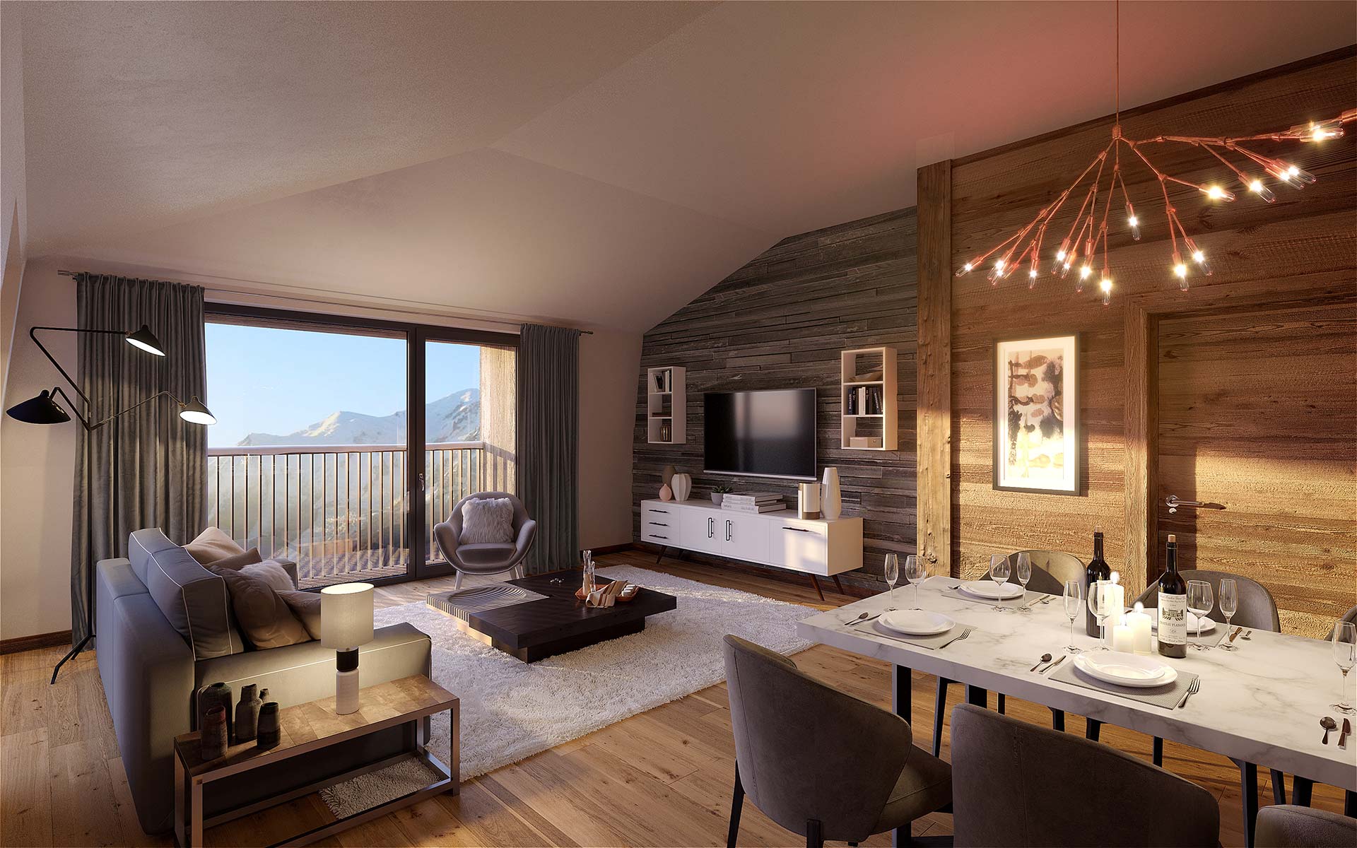 Luxury interior living-room for a new apartment in Chamonix