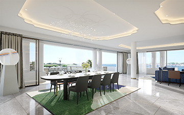 Photo 3D réaliste d'un intérieur de villa de prestige à Cannes