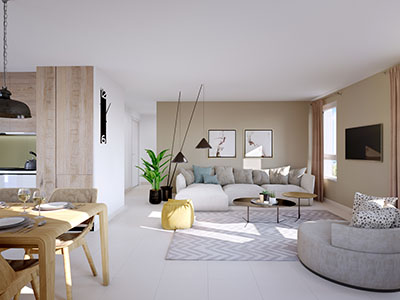 Visualisation 3D des intérieurs d'un appartement moderne