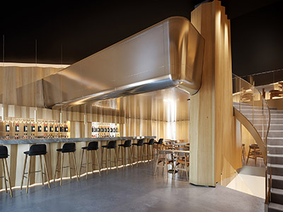 Rendu 3D d'un bar restaurant de luxe