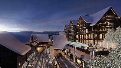 Perspective en image de synthèse d'un Resort à Oron en Suisse.